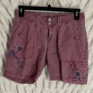Sundance Linen Cotton Embroidery Shorts in Mauve